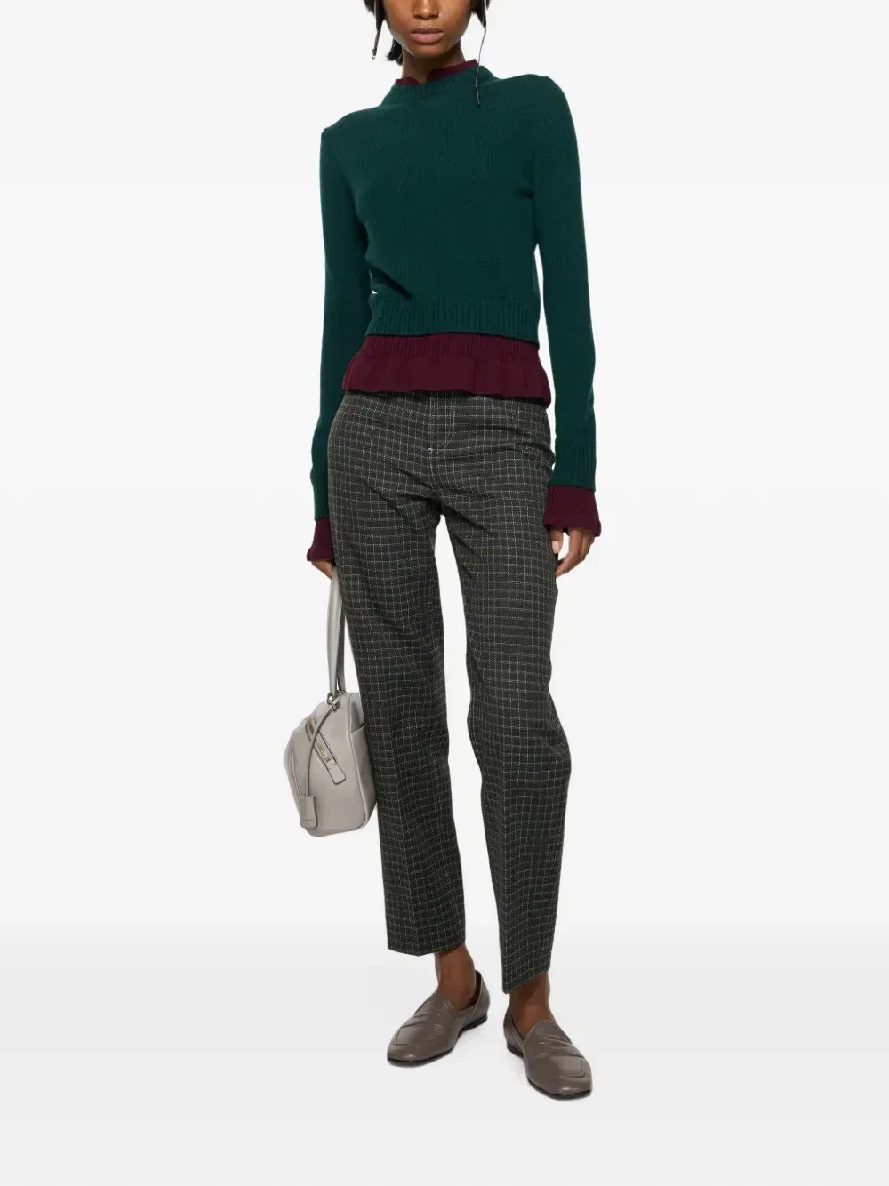 Свитер со сборками и эффектом многослойности Acne Studios, зеленый — фото 2