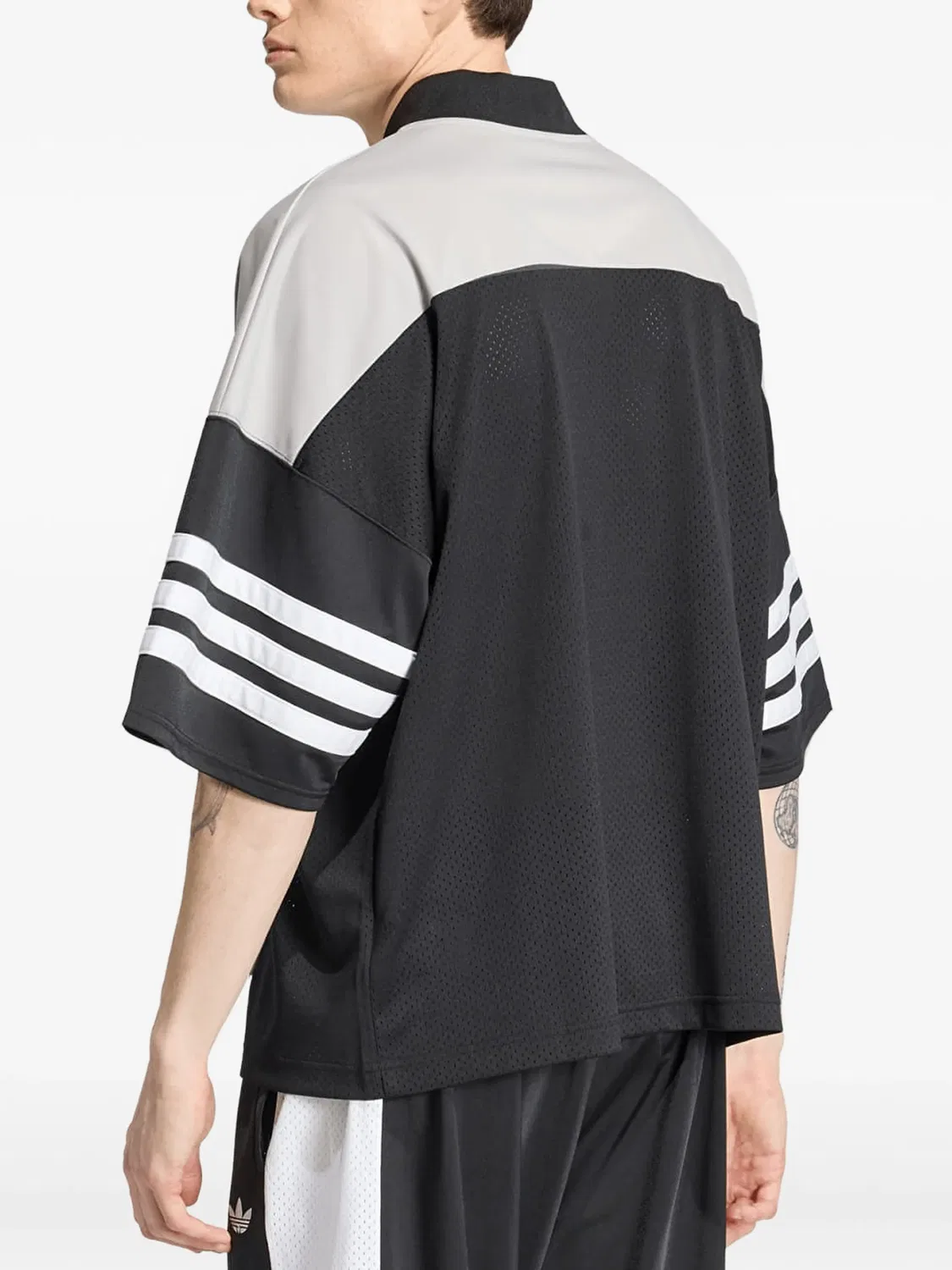 Футболка с сетчатыми вставками и логотипом Adidas, черный — фото 4