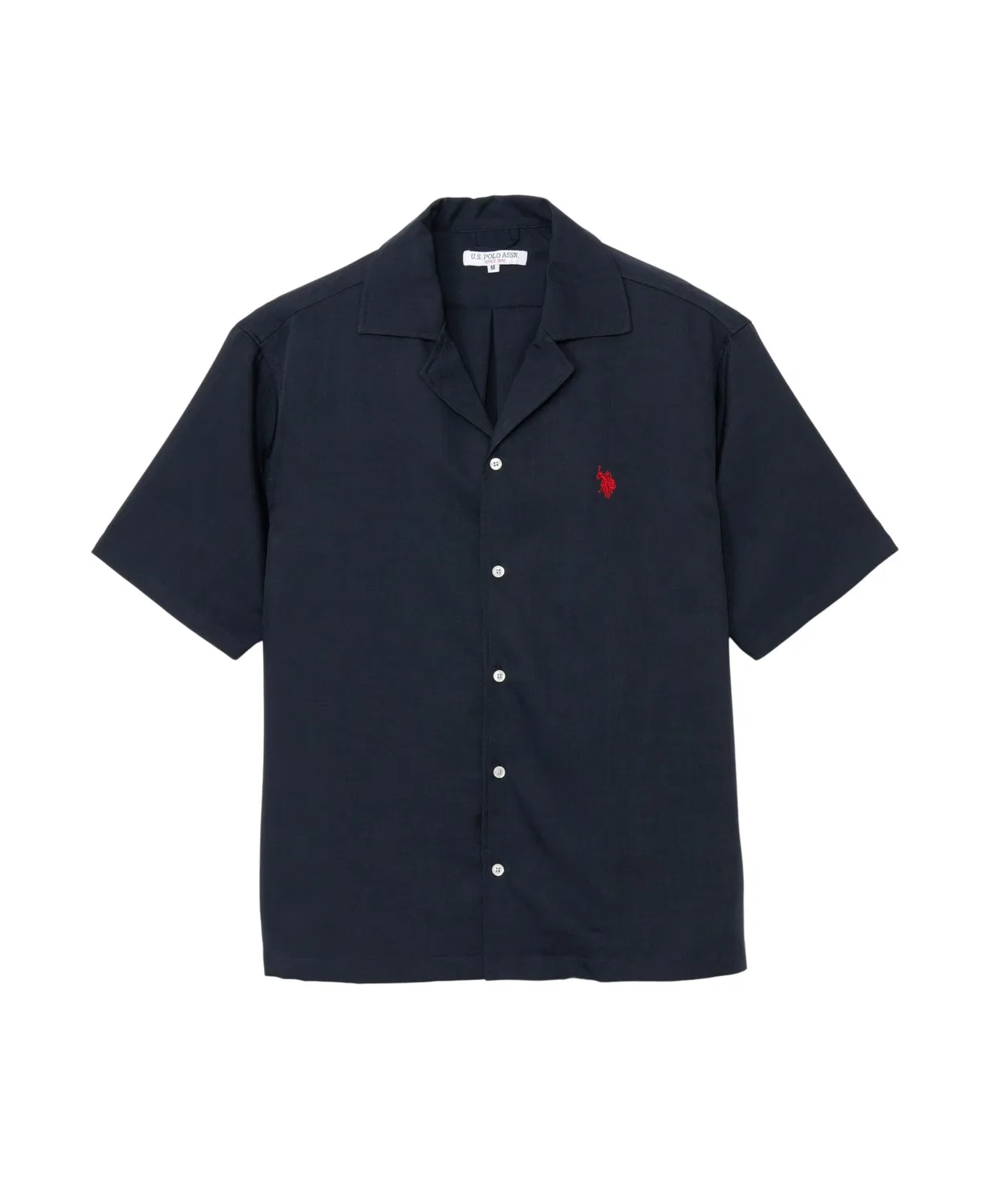 Мужская рубашка с открытым воротником с коротким рукавом, Poly Tropical U.S. POLO ASSN., Black