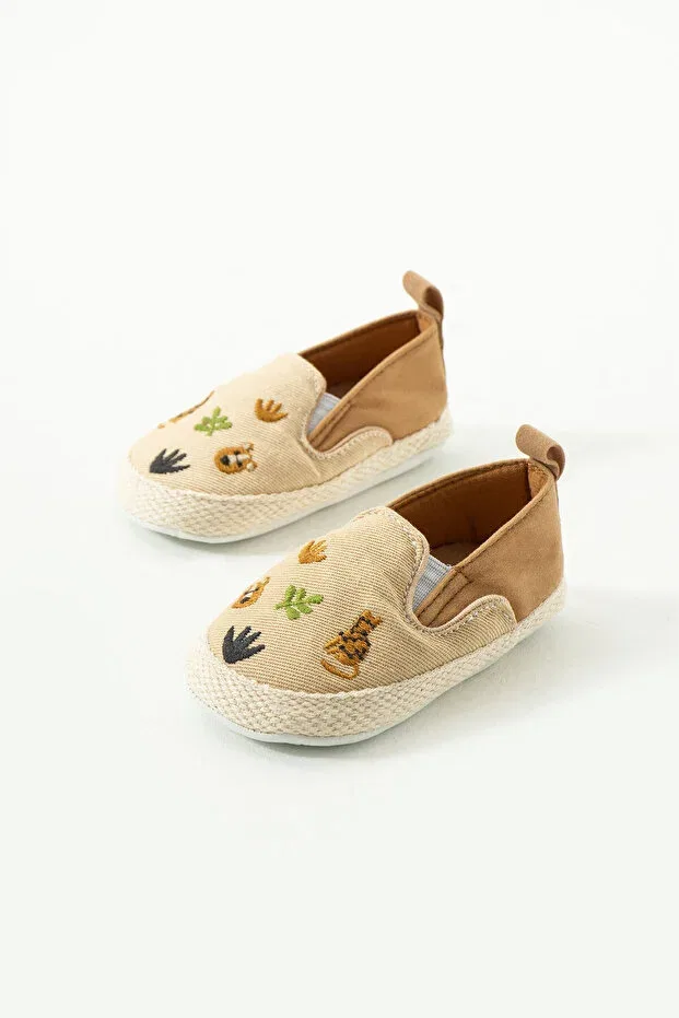 Детские ботиночки для мальчиков с вышивкой Elastic baby boy booties Yummy Kids, Brown