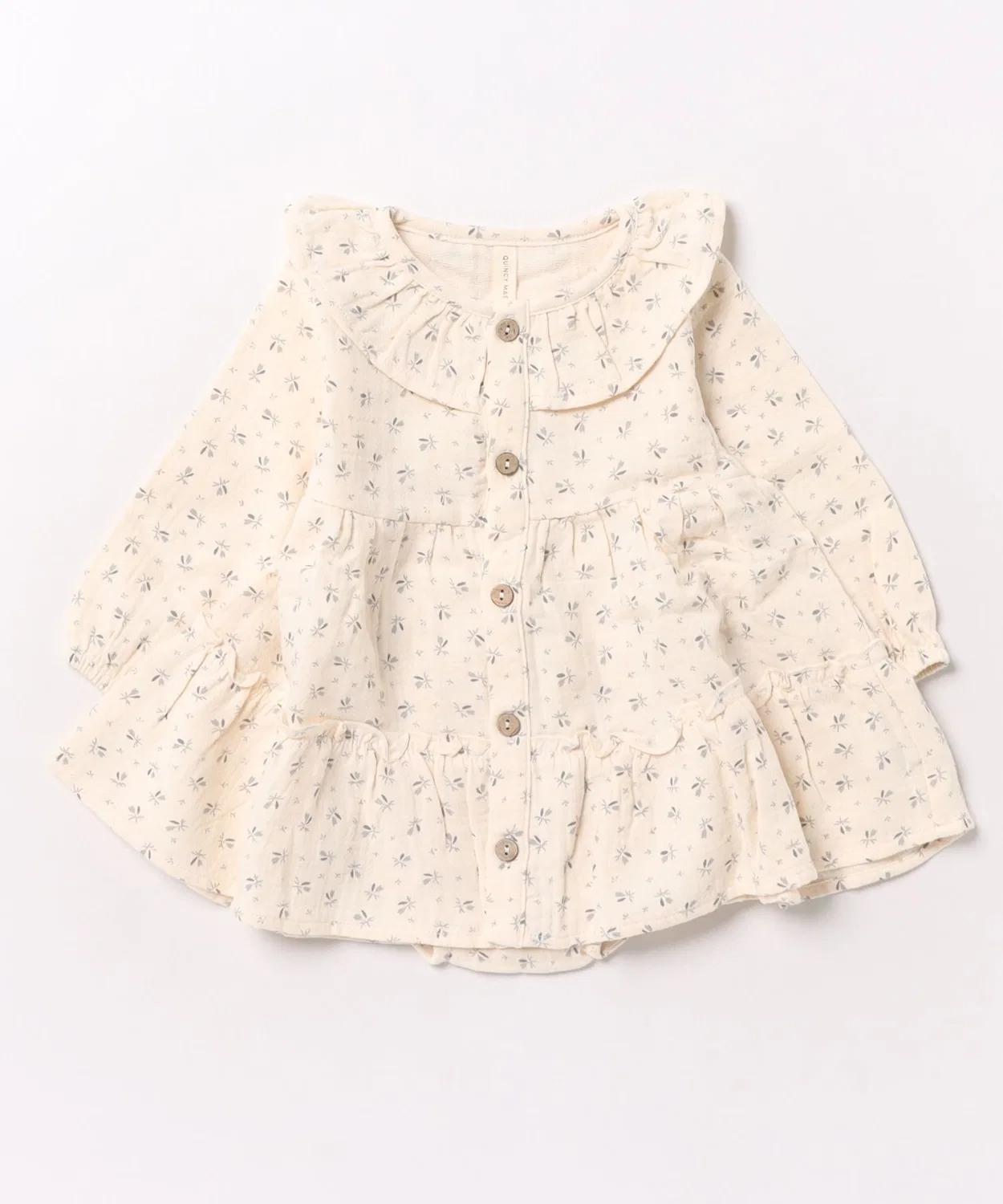Детское платье с воланами и длинным рукавом Ruffle Collar Button Dress B.I.D., Natural