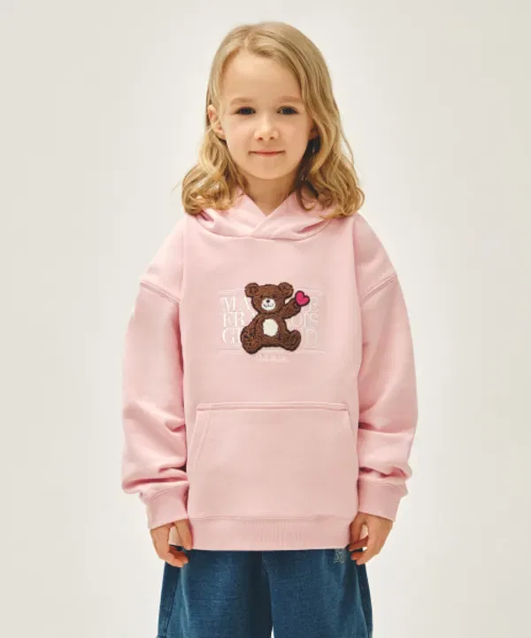 Худи с принтом медведя, классическое, Marithé Kids, розовый