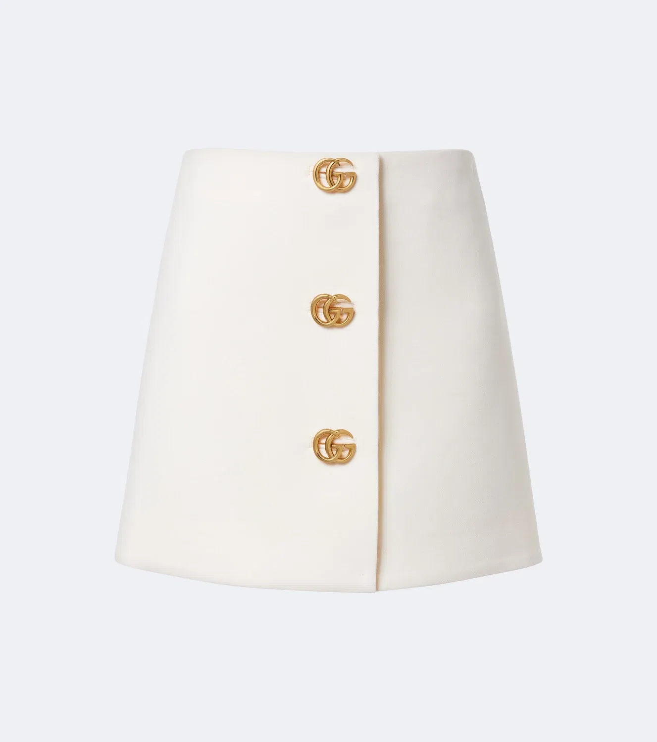 Мини-юбка из шерстяного крепового полотна с логотипом Double G Gucci, белый