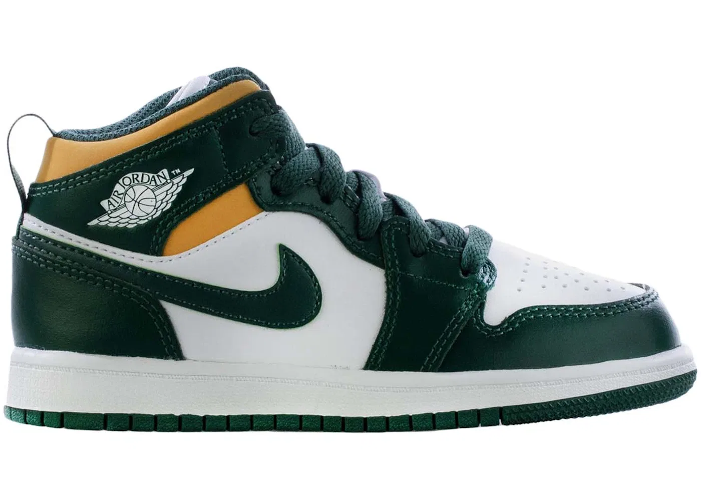 Детские кроссовки с принтом Jordan 1 Mid Sonics 2021 (PS) Jordan, Noble Green/Pollen-White