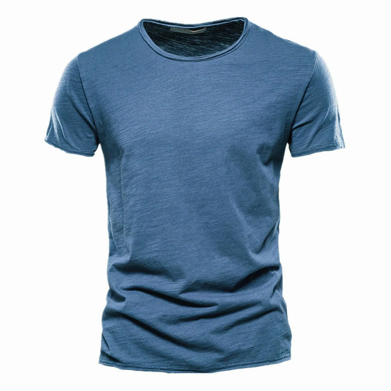 Мужская футболка с v-образным вырезом из хлопка, Flamed Cotton, XL, F038-blue Denim