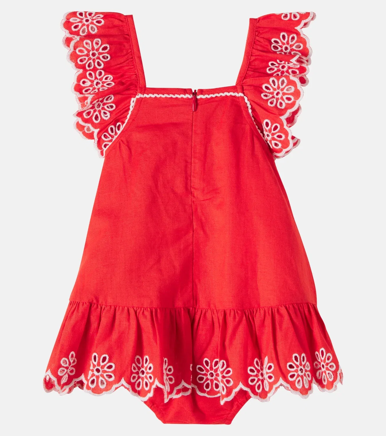 Платье льняное с вышивкой Stella Mccartney Kids, красный — фото 3