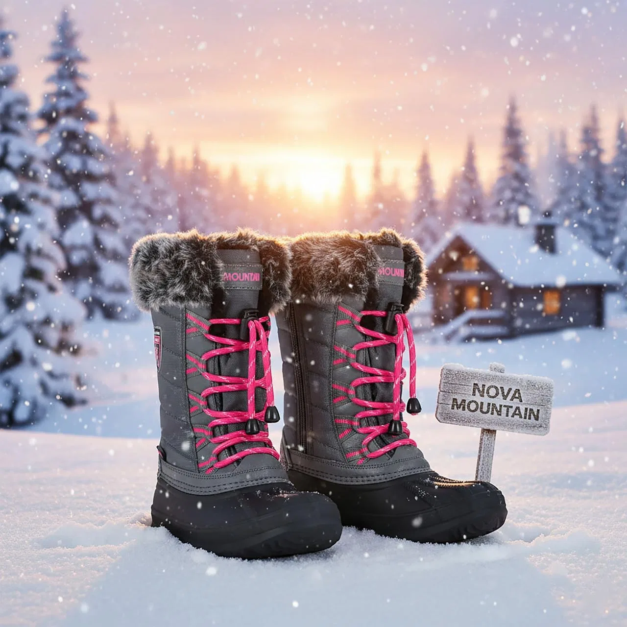 Детские зимние снежные ботинки для девочек Nova Mountain Nova Footwear, Grey — фото 4
