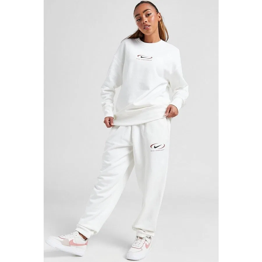 Женские спортивные штаны oversize с высоким поясом, модель Phoenix Fleece, Nike, Белый — фото 4