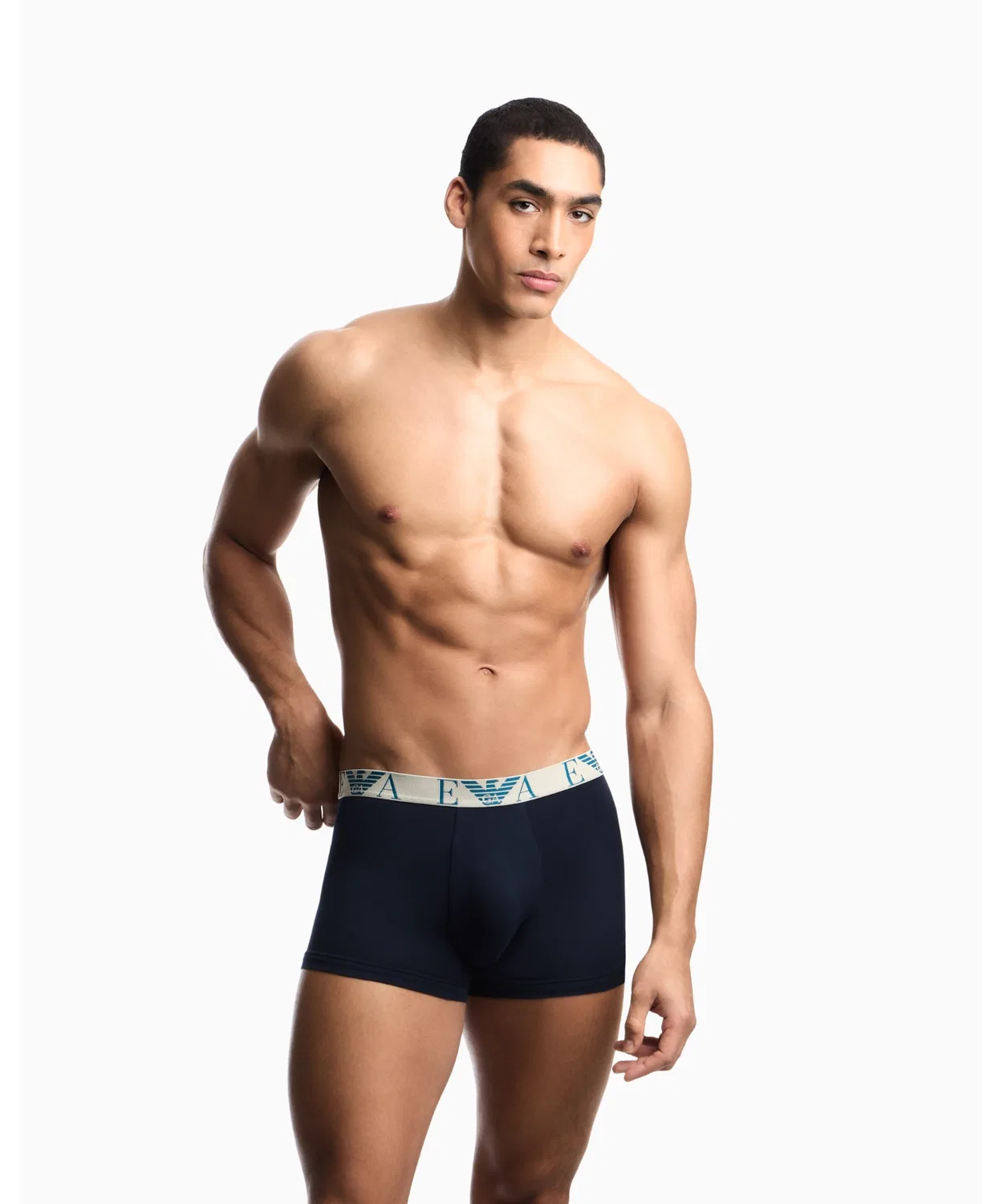 Мужские боксеры с монограммой, комплект из 3 штук, Regular Fit EMPORIO ARMANI, Navy — фото 3