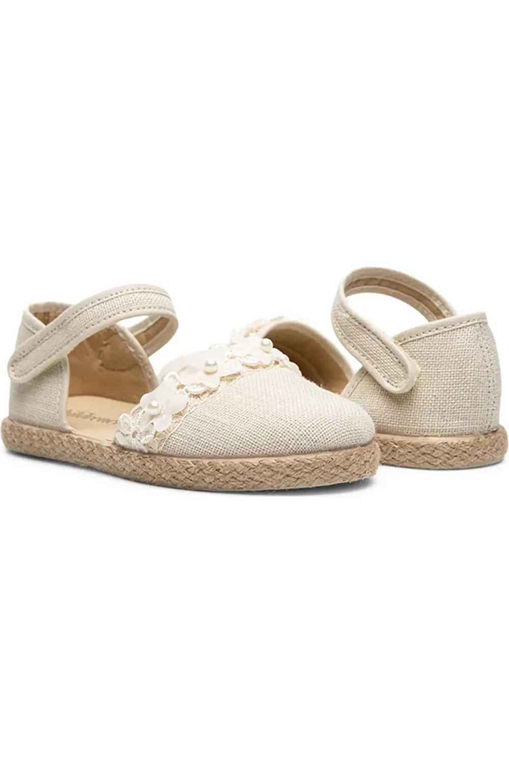 Детские балетки с цветочными аппликациями Birdie Childrenchic, Cream — фото 4
