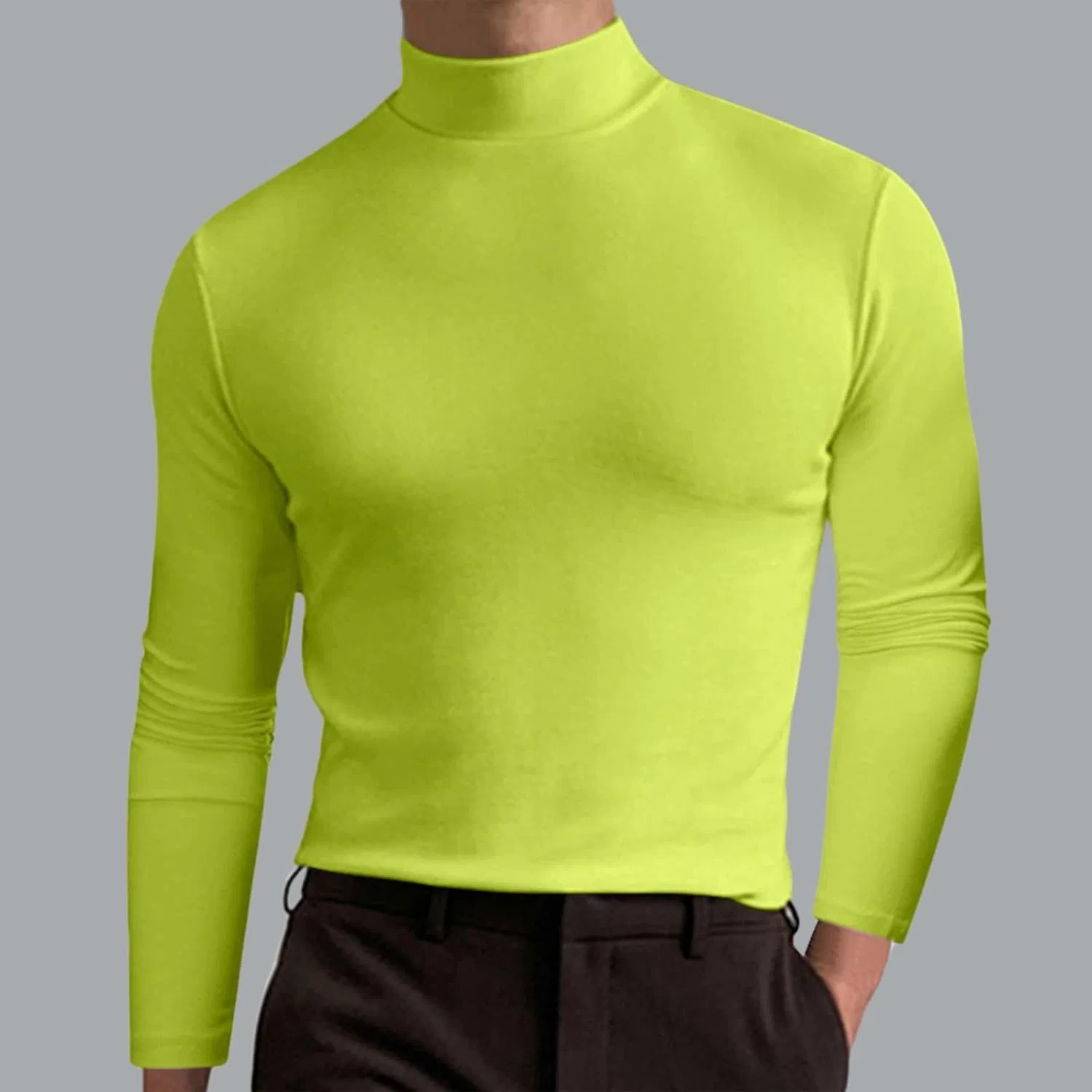 Мужская водолазка с длинным рукавом slim fit, Light Green — фото 3