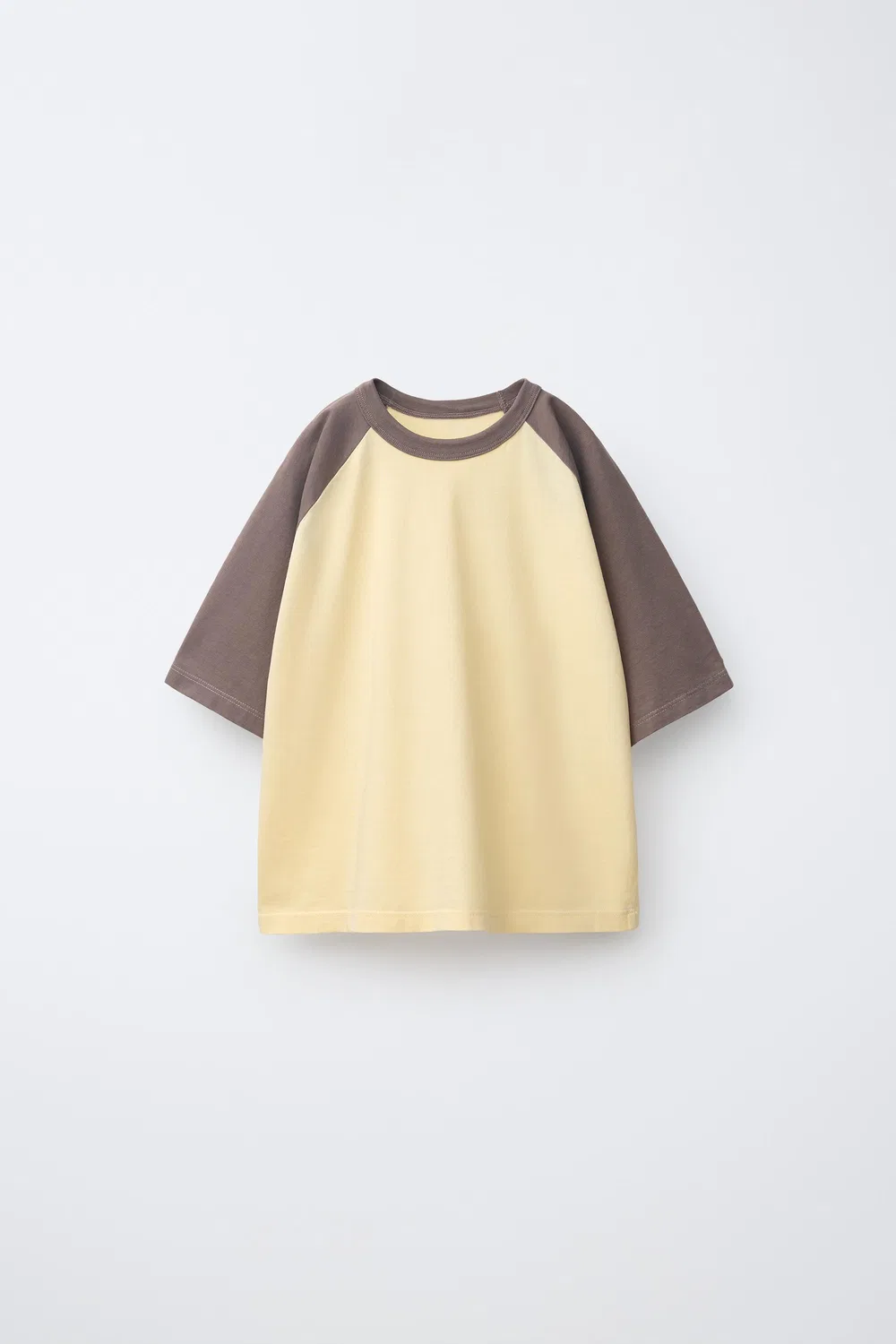 Футболка с контрастными рукавами реглан ZARA, Yellow