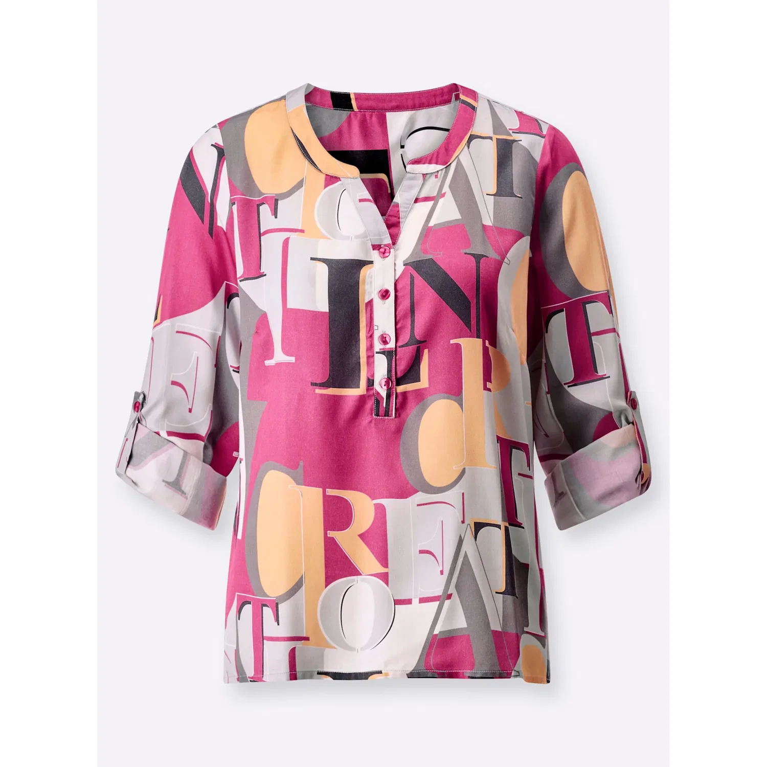 Женская блуза с буквенным принтом creation L, Fuchsia/Light Gray — фото 4