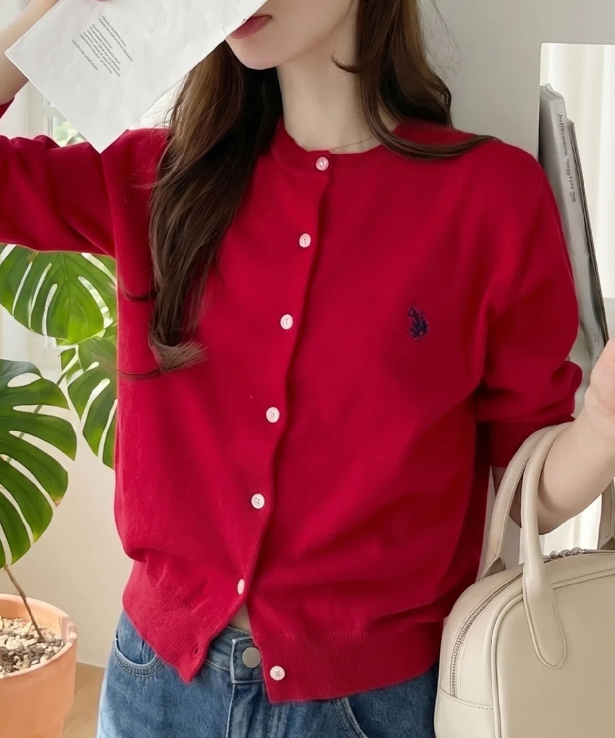Женский кардиган с логотипом U.S. POLO ASSN., Красный