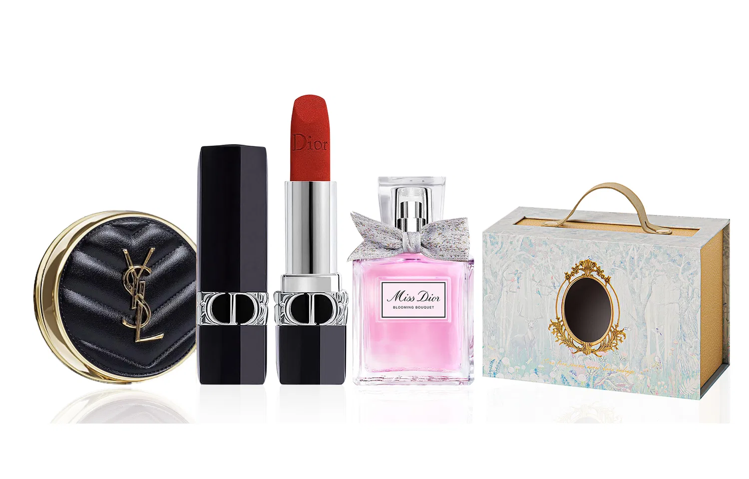 Женский набор косметики с помадой и тональным кремом DIOR, Red