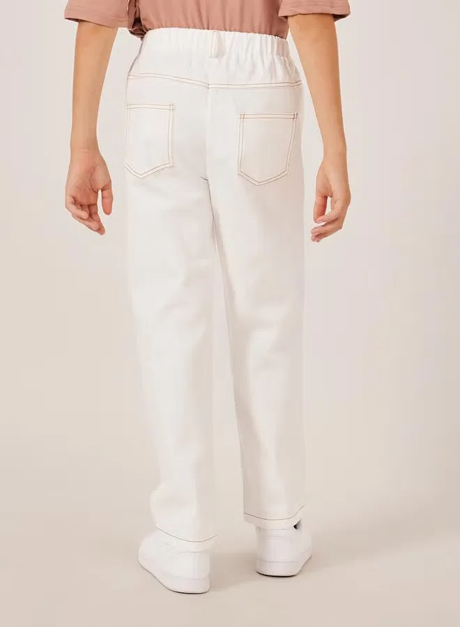 Styli Штаны с контрастной строчкой relaxed fit, белый — фото 4