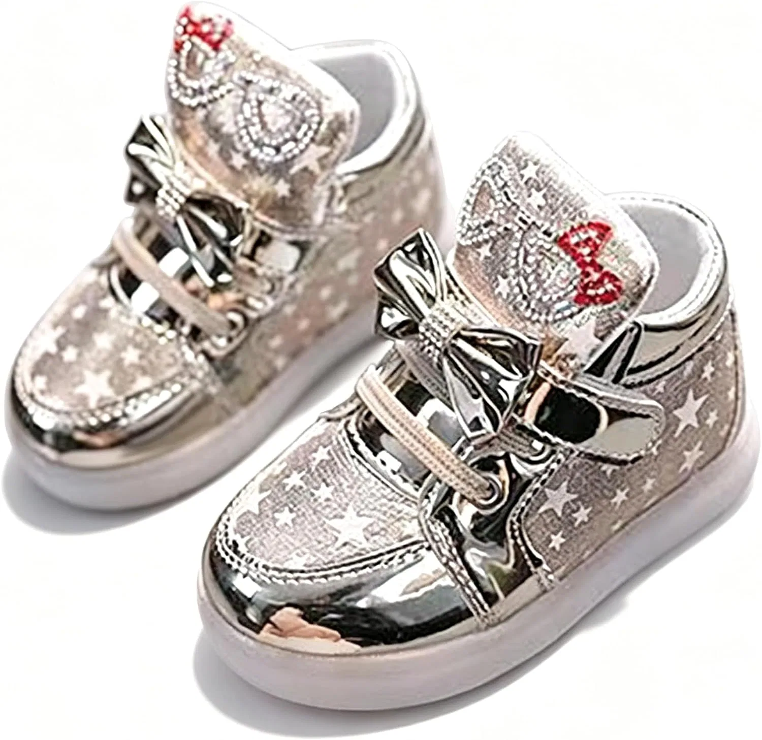 Детские кроссовки для девочек с блестками и бантом Star Graphic, Gold