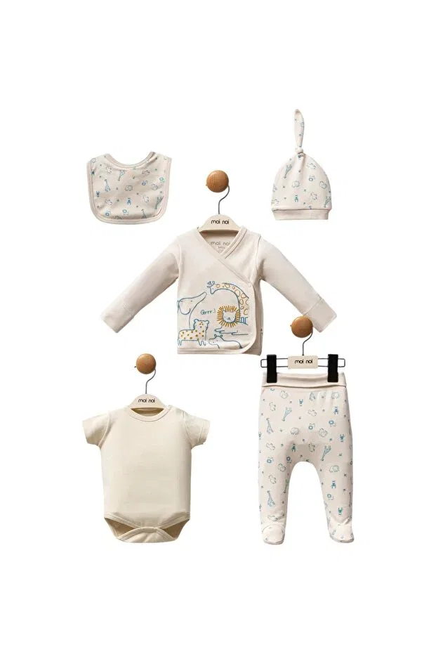 Детский комплект для выписки с халатом и зибином Ozz Baby, Beige Indigo — фото 4