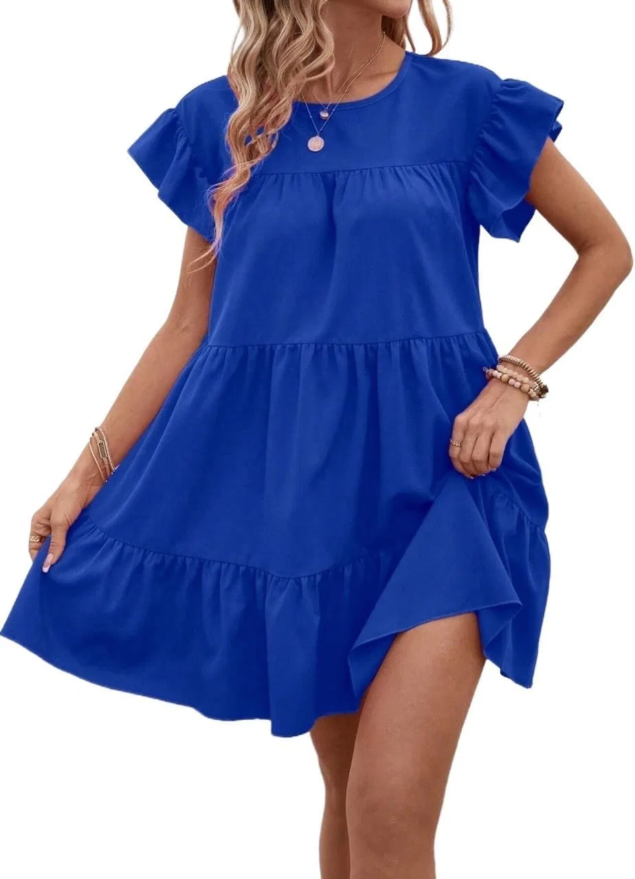 Женское повседневное миди-платье с воланами, Royal Blue — фото 2