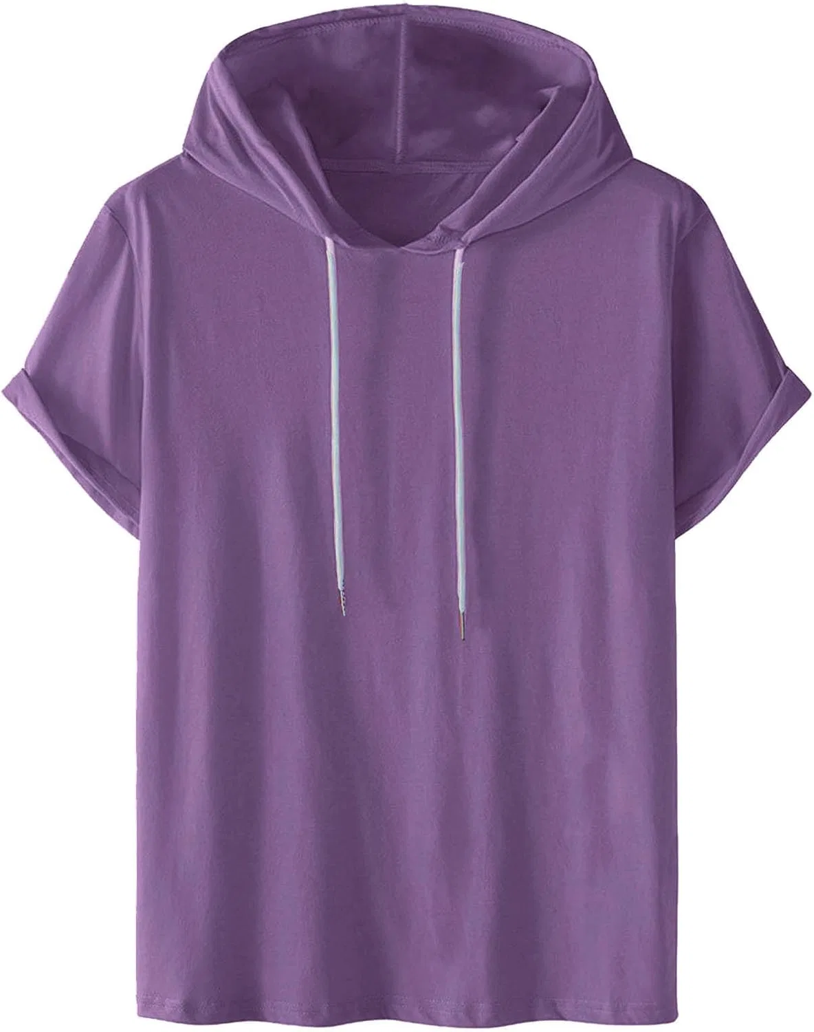 Мужская легкая худи-футболка с капюшоном и шнурком, Black/Purple