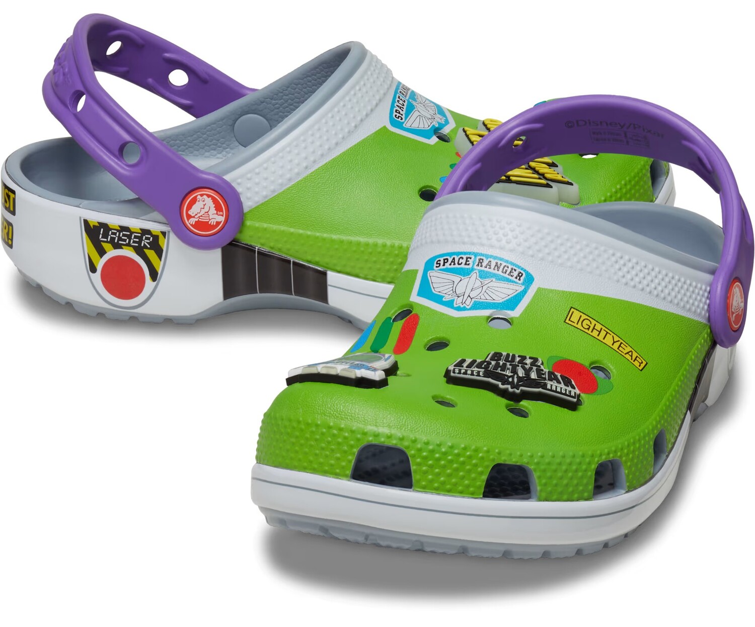 Сабо для маленьких детей Crocs Classic x Toy Story 'Buzz Lightyear', зеленый/серый — фото 2