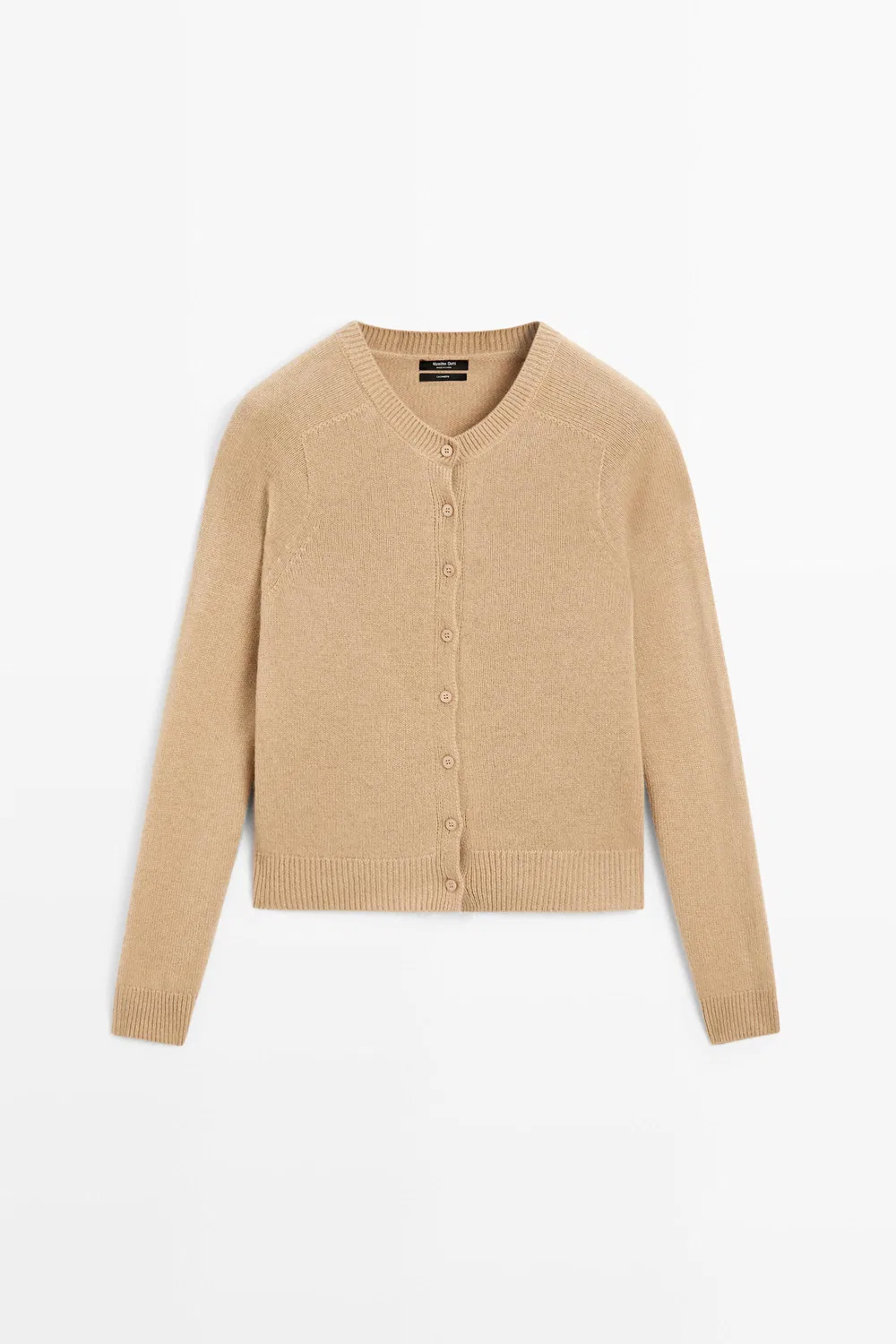 Кардиган Massimo Dutti, вязаный, укороченный, из 100% кашемира, коричневый — фото 2