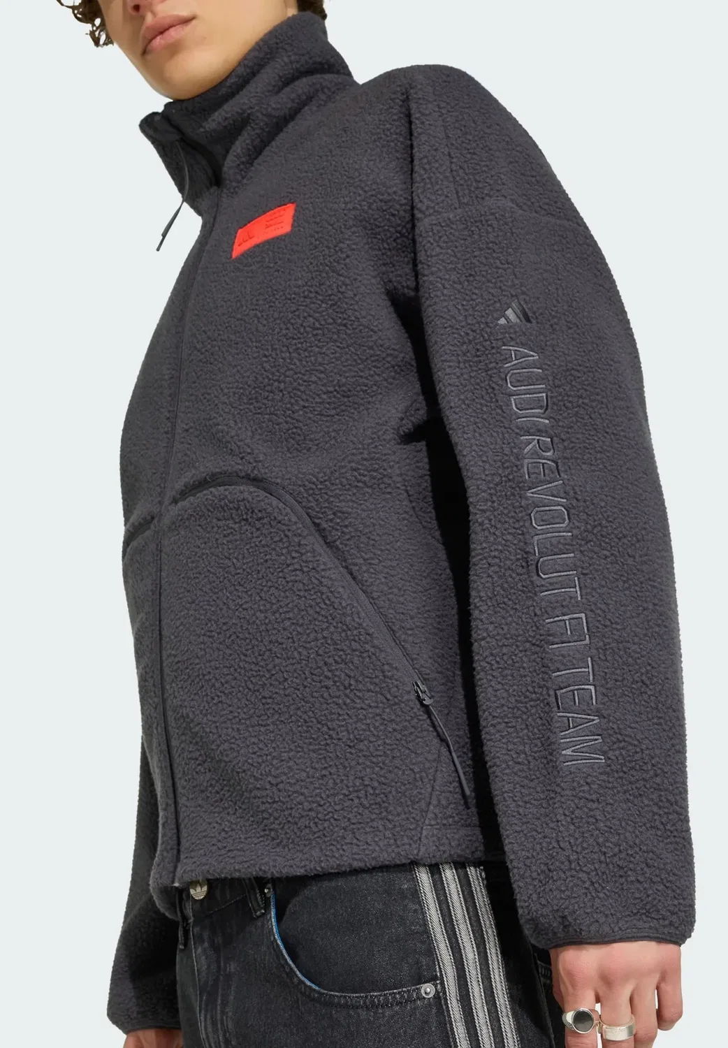 Куртка из флиса Audi Formula One с улучшенными характеристиками - флисовая куртка Adidas Performance, Utility Black Hi-Res Red — фото 4