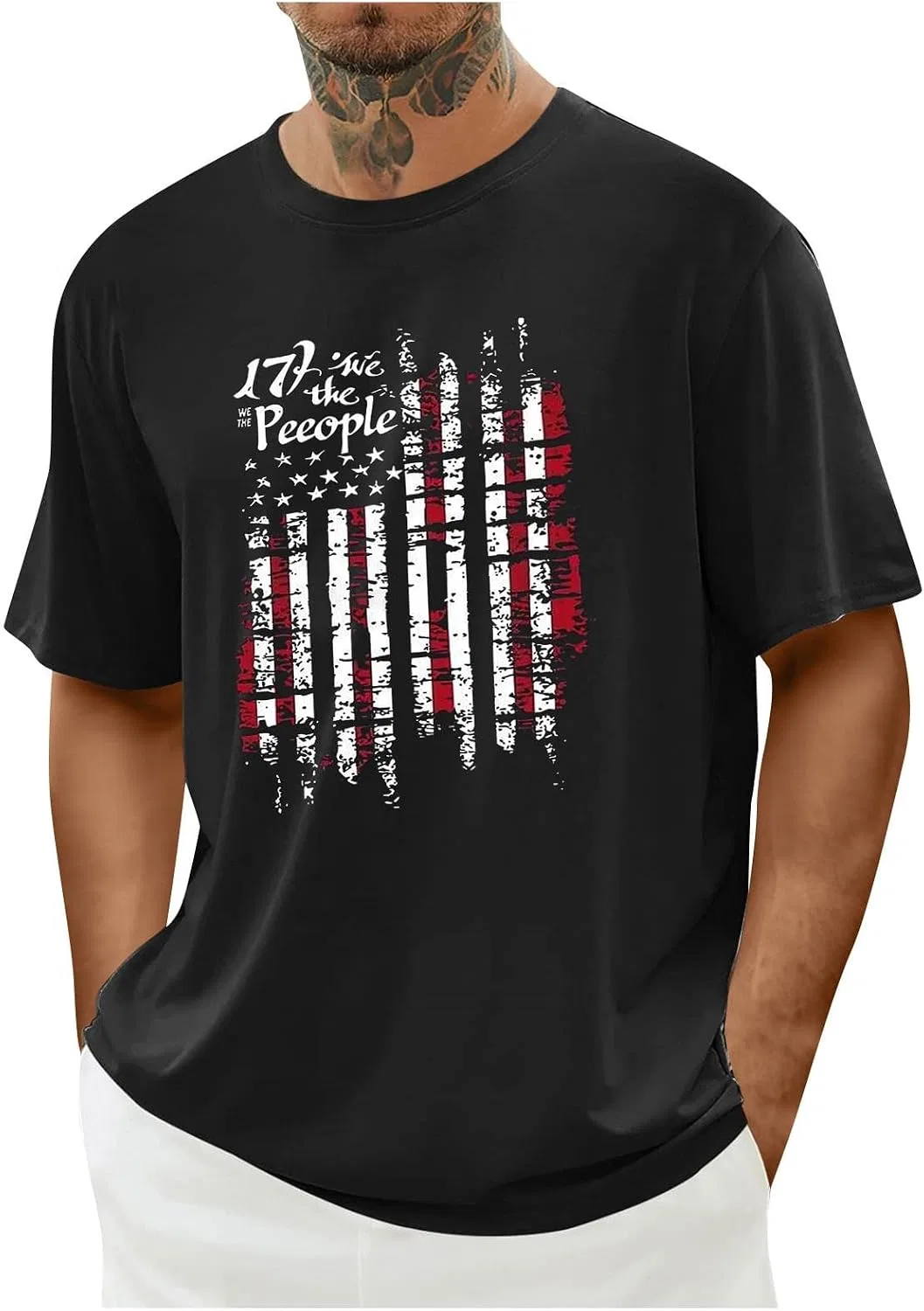 Мужская футболка с американским флагом Independence Day Graphic Tee, Black