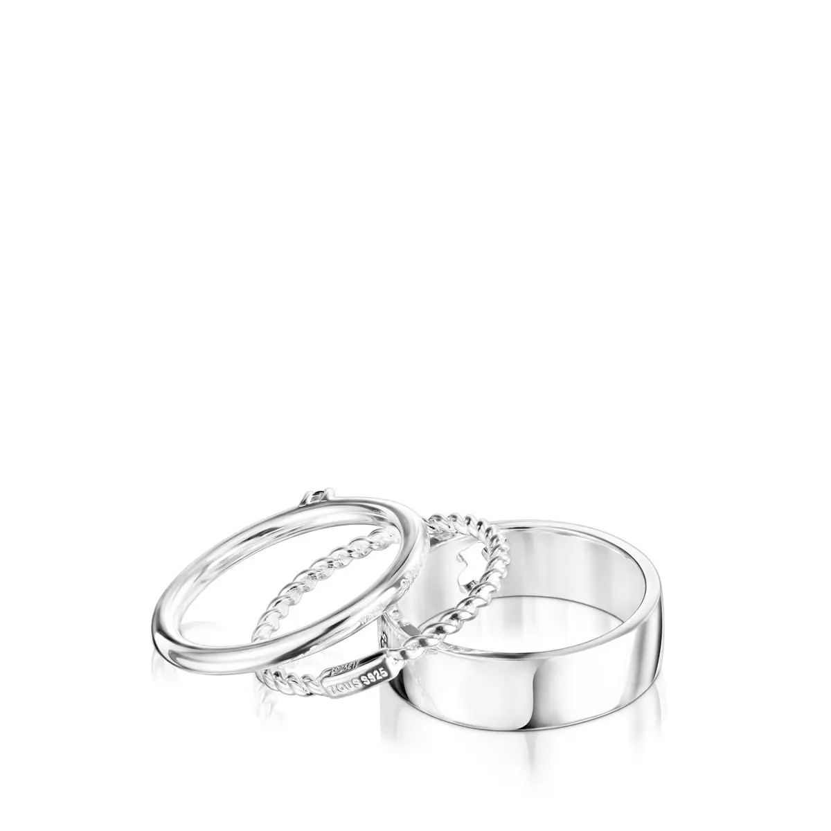 Ювелирный комплект колец Tous Ring Mix Bear Motifs, 3 предмета, серебро/шпинель — фото 3