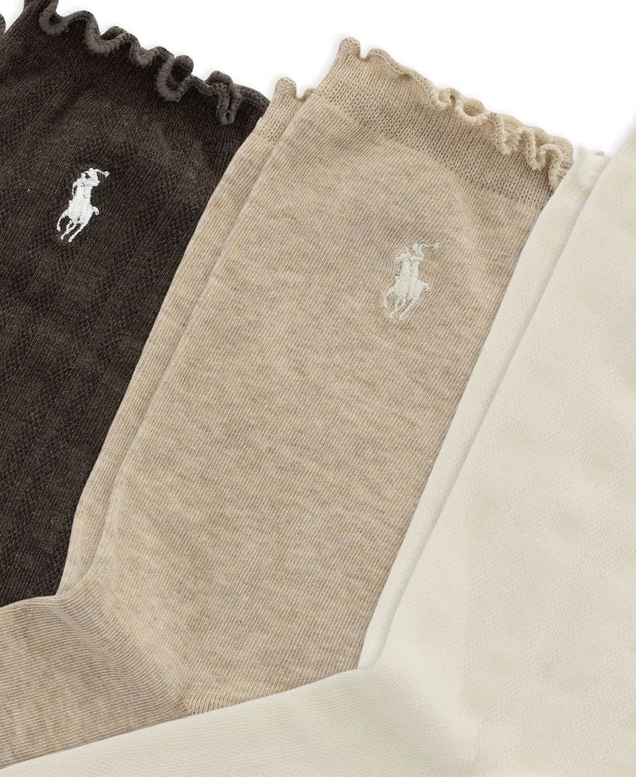 Комплект носков с ажурной текстурой и отделкой фестонами, 3 пары Polo Ralph Lauren, Ivory — фото 3