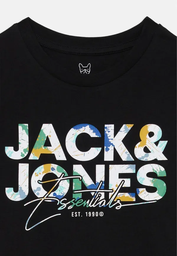Футболка Jjgeplas с круглым вырезом, размер SS, для подростков - футболка с принтом Jack & Jones Junior, черный — фото 3