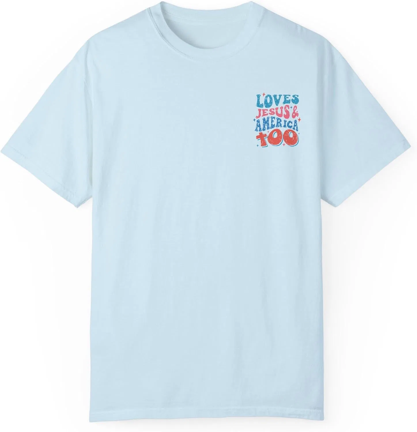 Футболка с принтом Loves Jesus and America Too Comfort Colors 1717, Chambray
