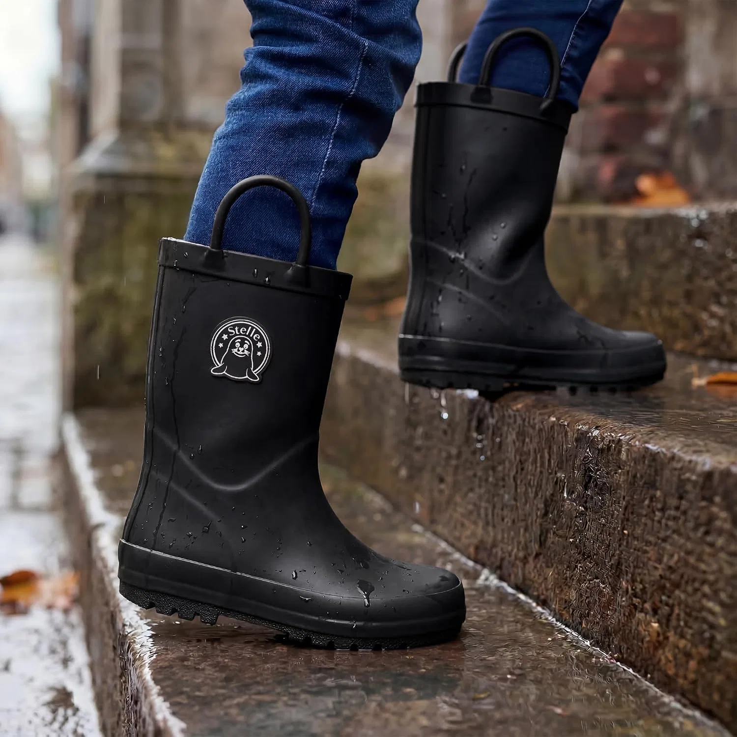 Детские резиновые сапоги для мальчиков и девочек Stelle, Matte Black — фото 2