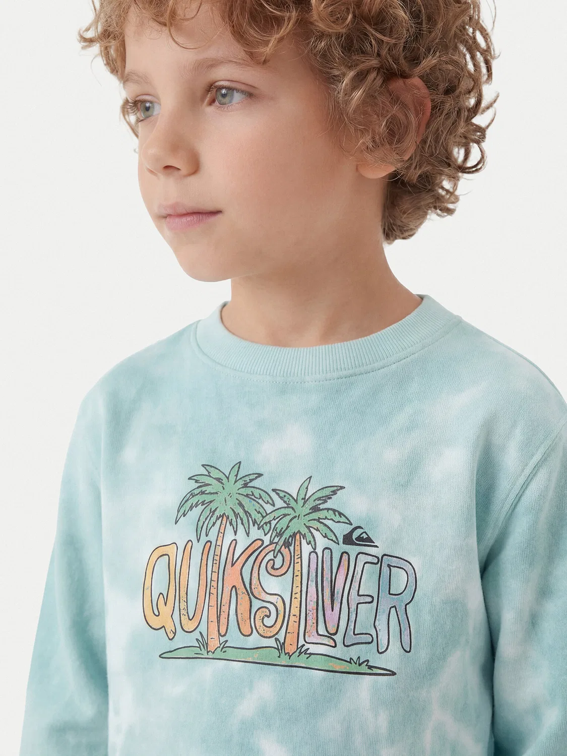 Толстовка небесно-голубого цвета удобного кроя для мальчика Tie Dye Quiksilver, голубой — фото 3