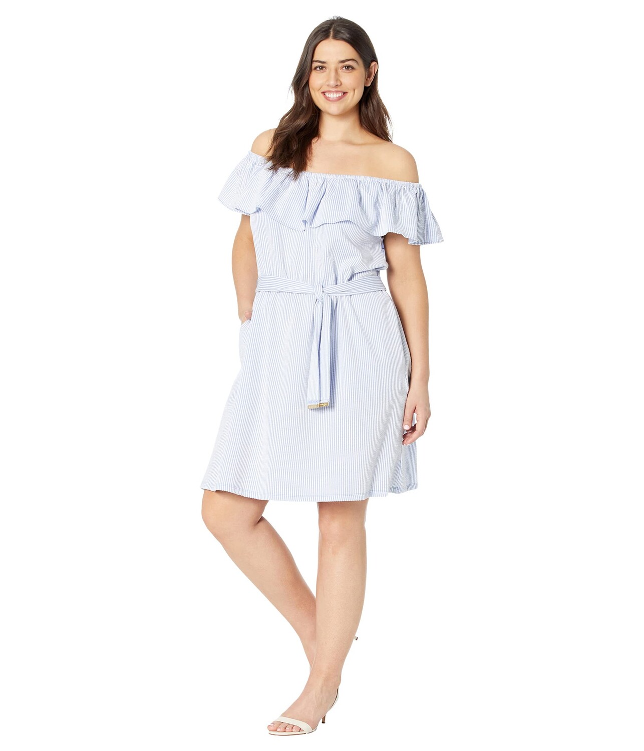 

Платье MICHAEL Michael Kors, Plus Size Ruffle Neck Midi Dress