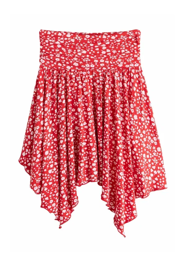 Юбка флоральный Regular fit hanky hem skirt Next red ditsy, красный