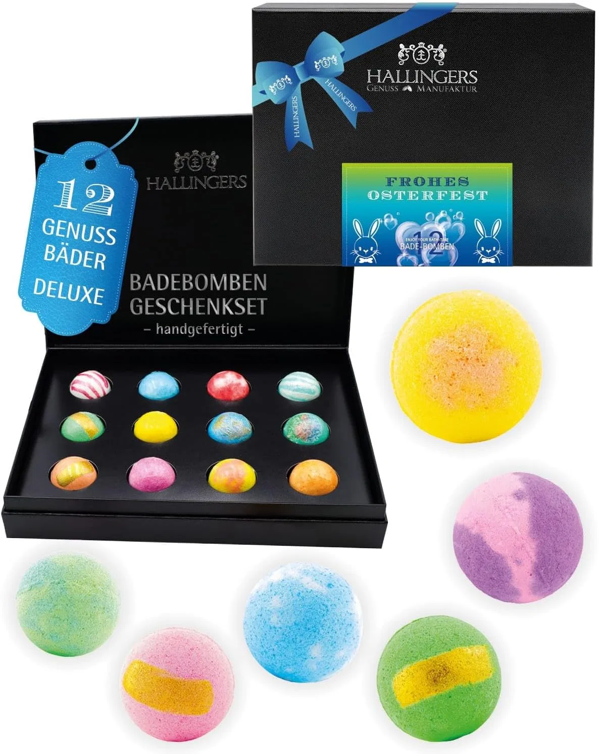 Набор бомбочек для ванны, Hallingers, 12 шт, 540 г, Colourful Mix With Beautiful Motif