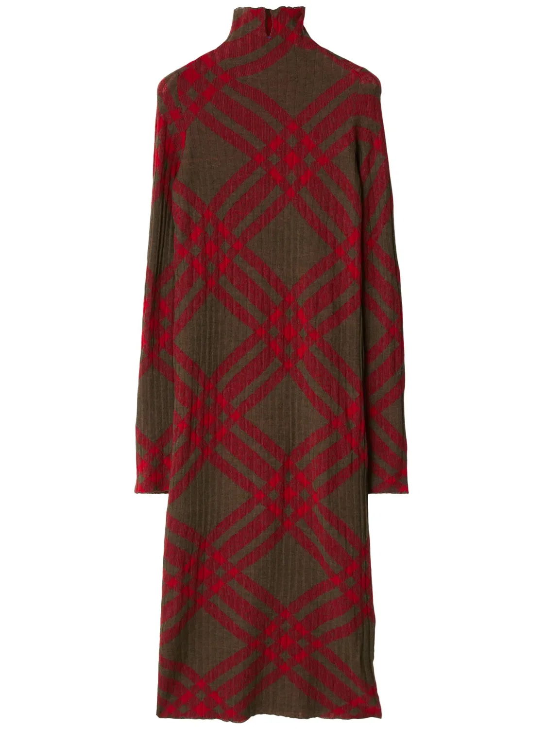 Платье-шифт из шерстяного микса с принтом в клетку Burberry, красный/коричневый