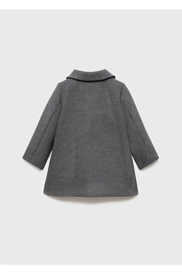 Детское пальто для девочек с длинным рукавом Mango Baby, Medium Grizzly Gray — фото 3