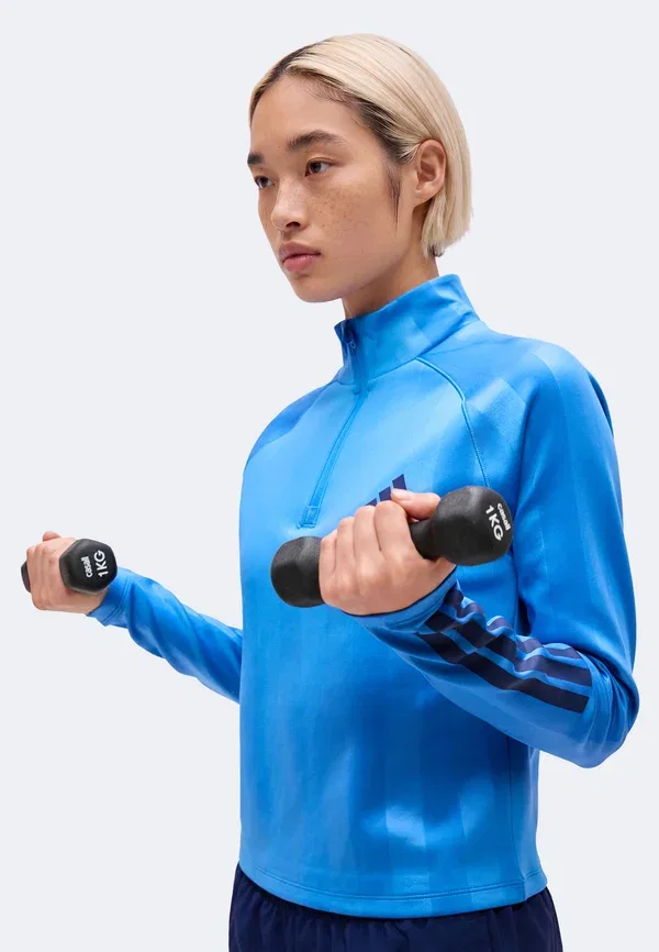 Футболка с длинными рукавами Q2 на молнии Adidas Performance, синий — фото 4