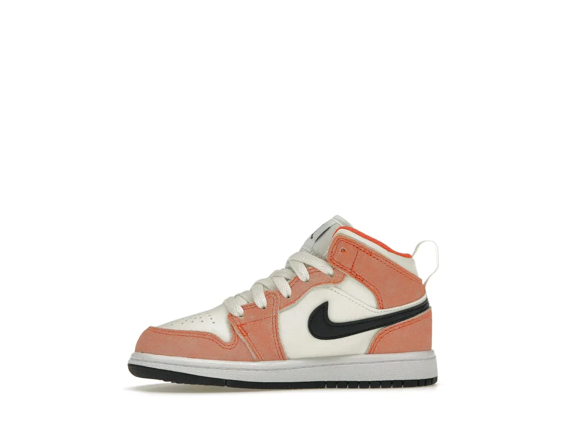 Детские кроссовки с оранжевой замшей Jordan 1 Mid SE Jordan, Team Orange/Sail/White/Black — фото 3