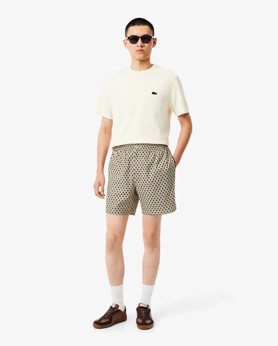 Мужские шорты из хлопковой смеси с принтом Lacoste, Beige