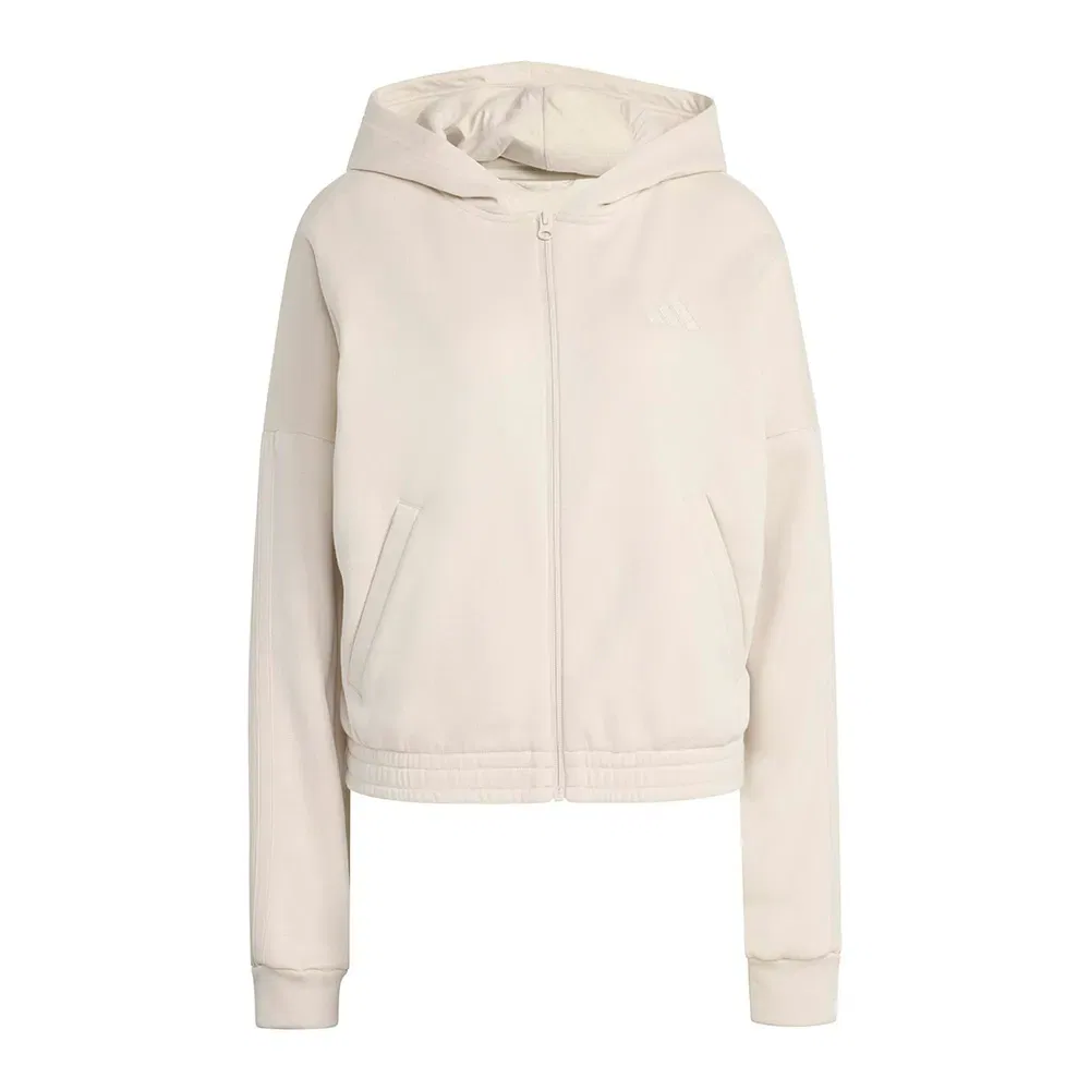 Женский спортивный костюм из футера с капюшоном и принтом 3-Stripes Energize Adidas, Beige — фото 3
