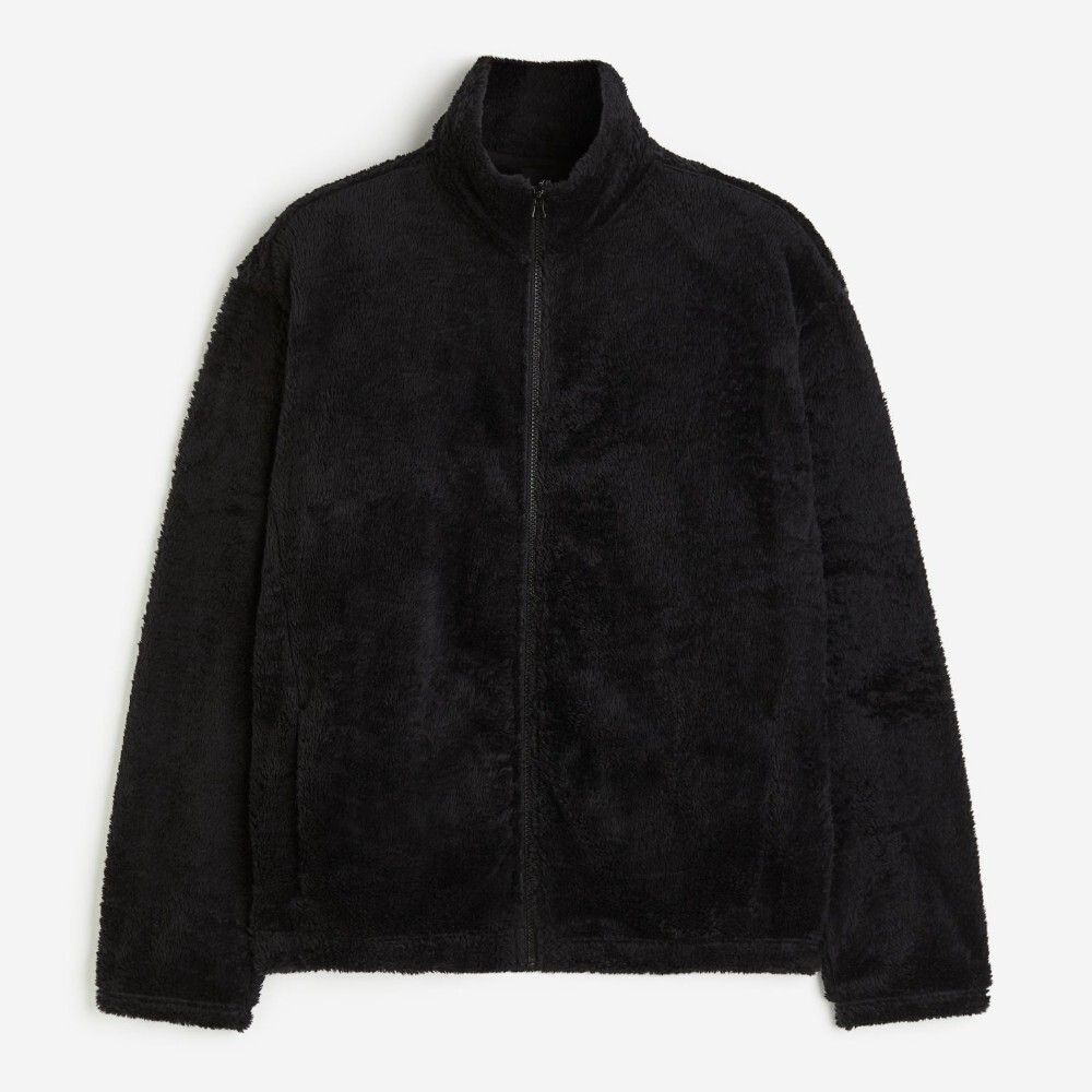 

Толстовка H&M Loose Fit Shirt in Teddy Fleece, черный