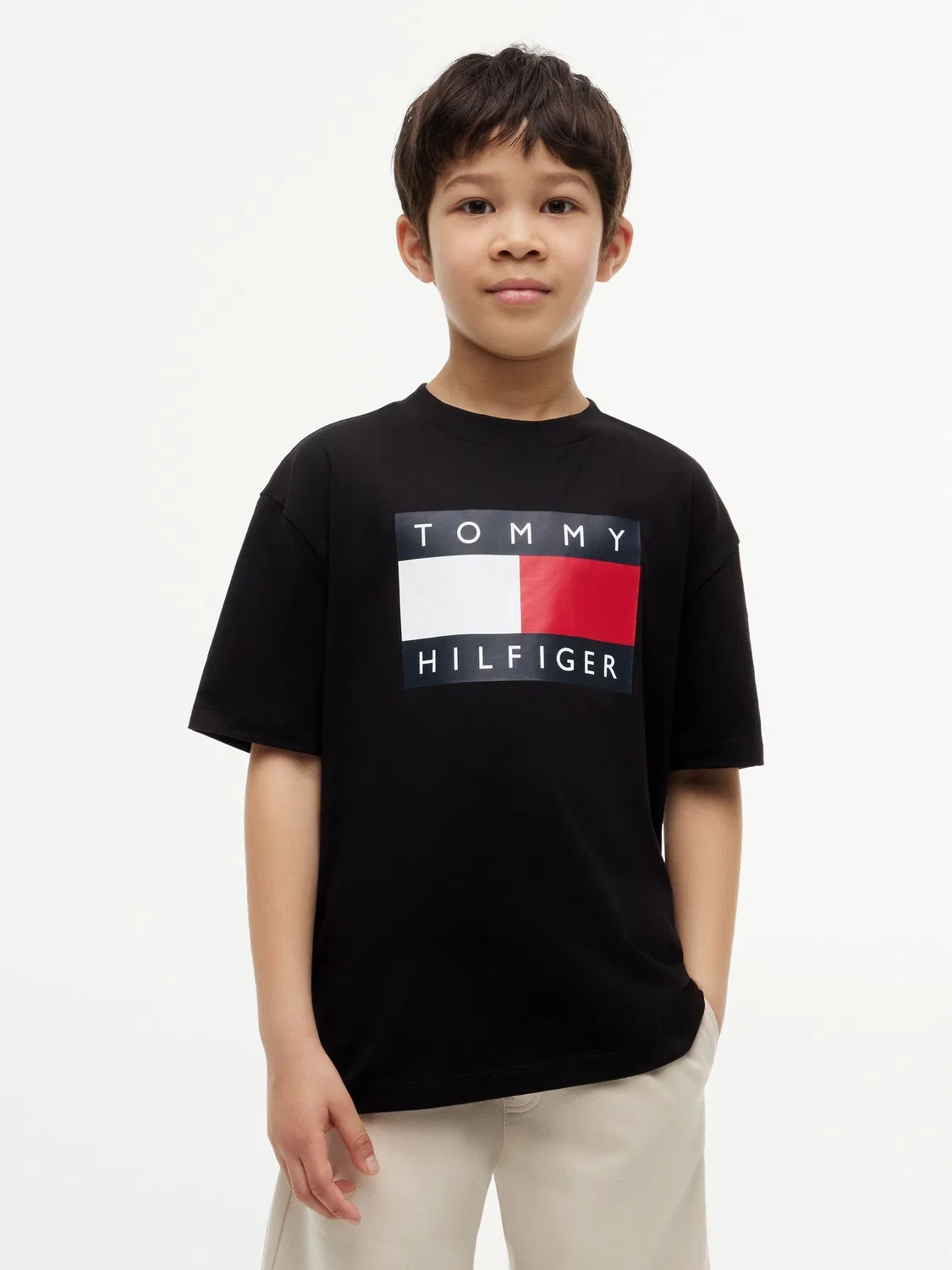 Футболка с принтом флага Tommy Hilfiger Heritage, черный