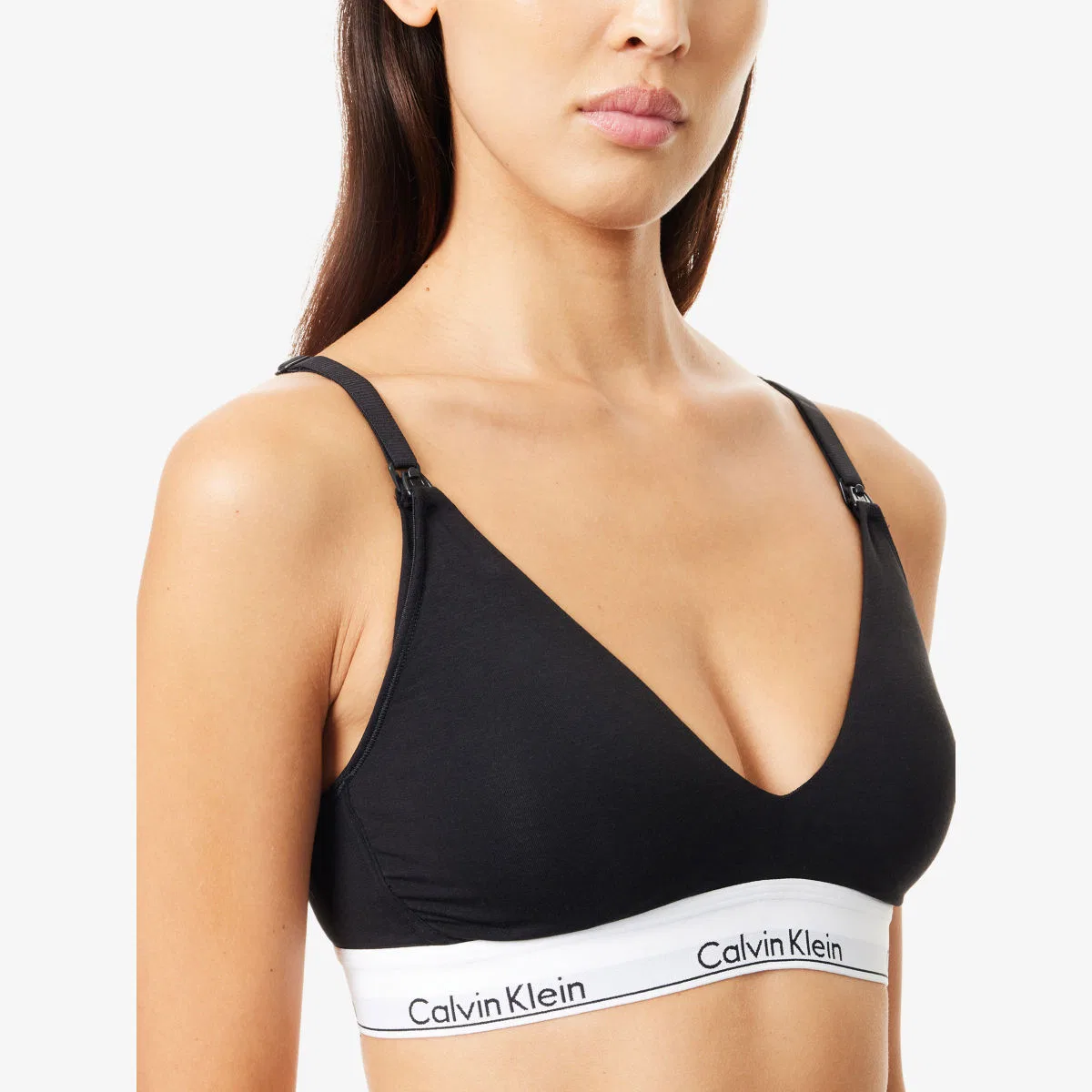 Бралетт из хлопка и модала с треугольным узором для беременных Calvin Klein, черный — фото 4