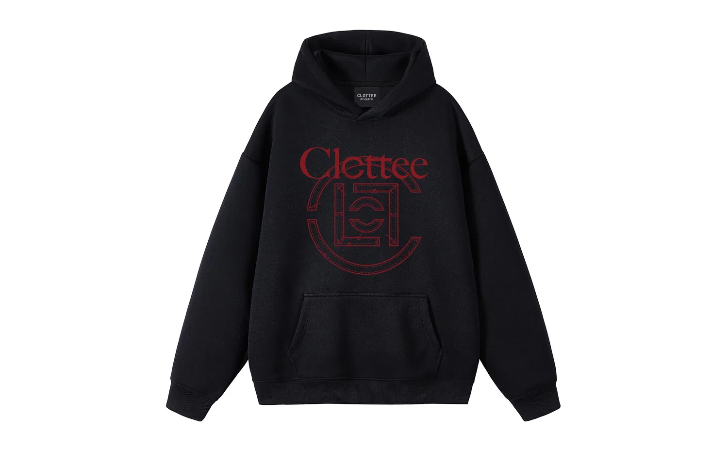 Детский худи с капюшоном прямого кроя CLOT, Black Red Pattern