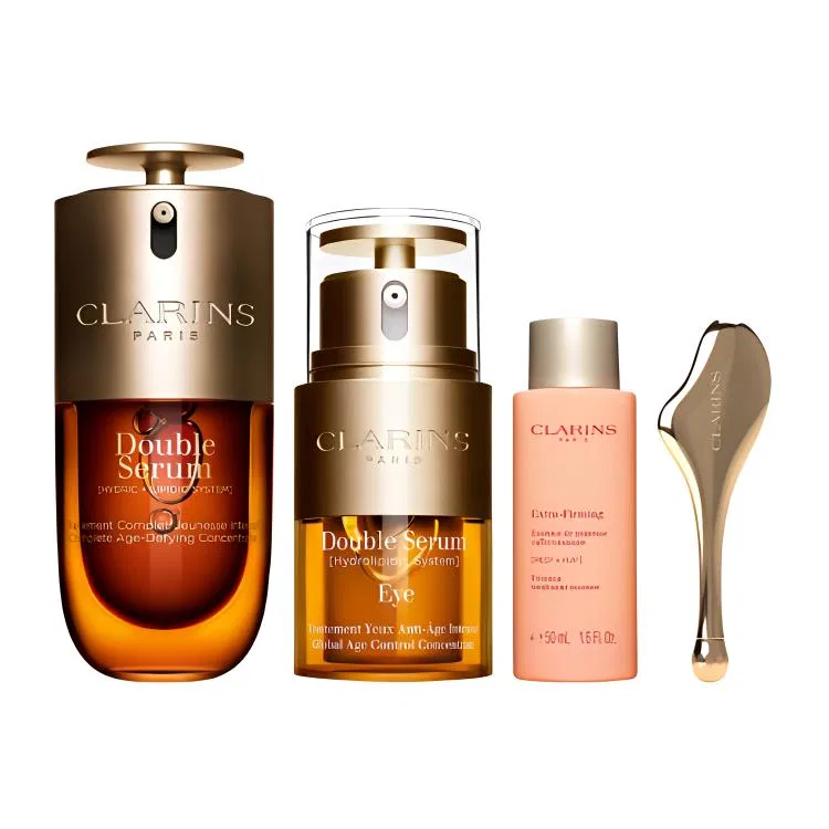 Набор для ухода за кожей вокруг глаз CLARINS Gold Double Phases, 30мл+20мл+50мл