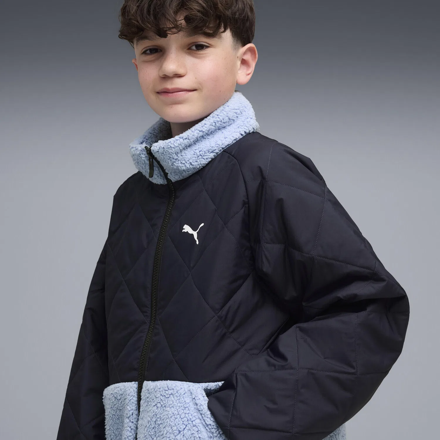 Детское утепленное пальто-стеганая куртка Relaxed Steppjacke Puma, Navyblau — фото 3