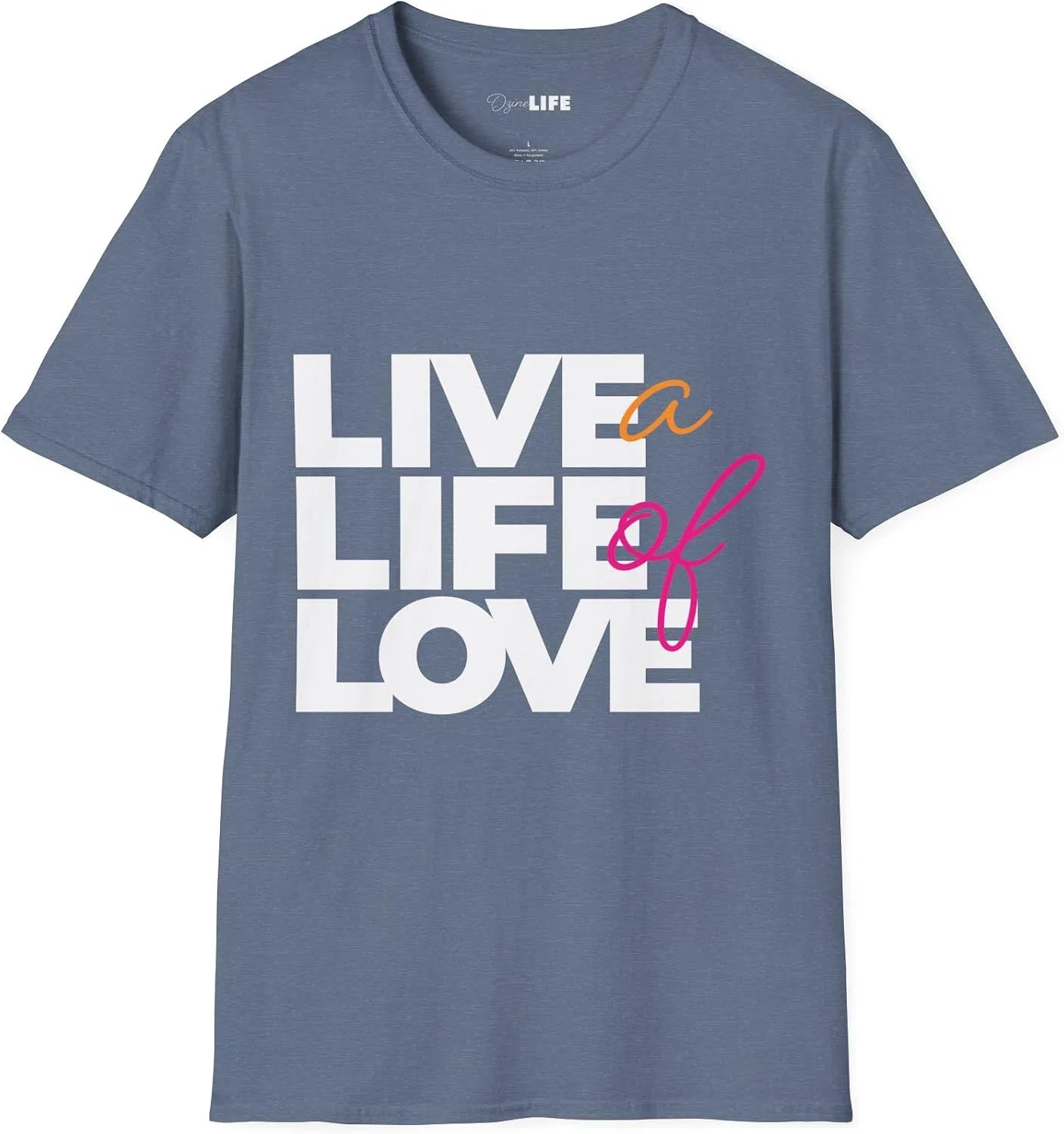 Мужская футболка с принтом Live a Life of Love, индиго меланж